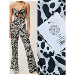 LITA by Ciara Black And White Chertah Jumpsuit Large